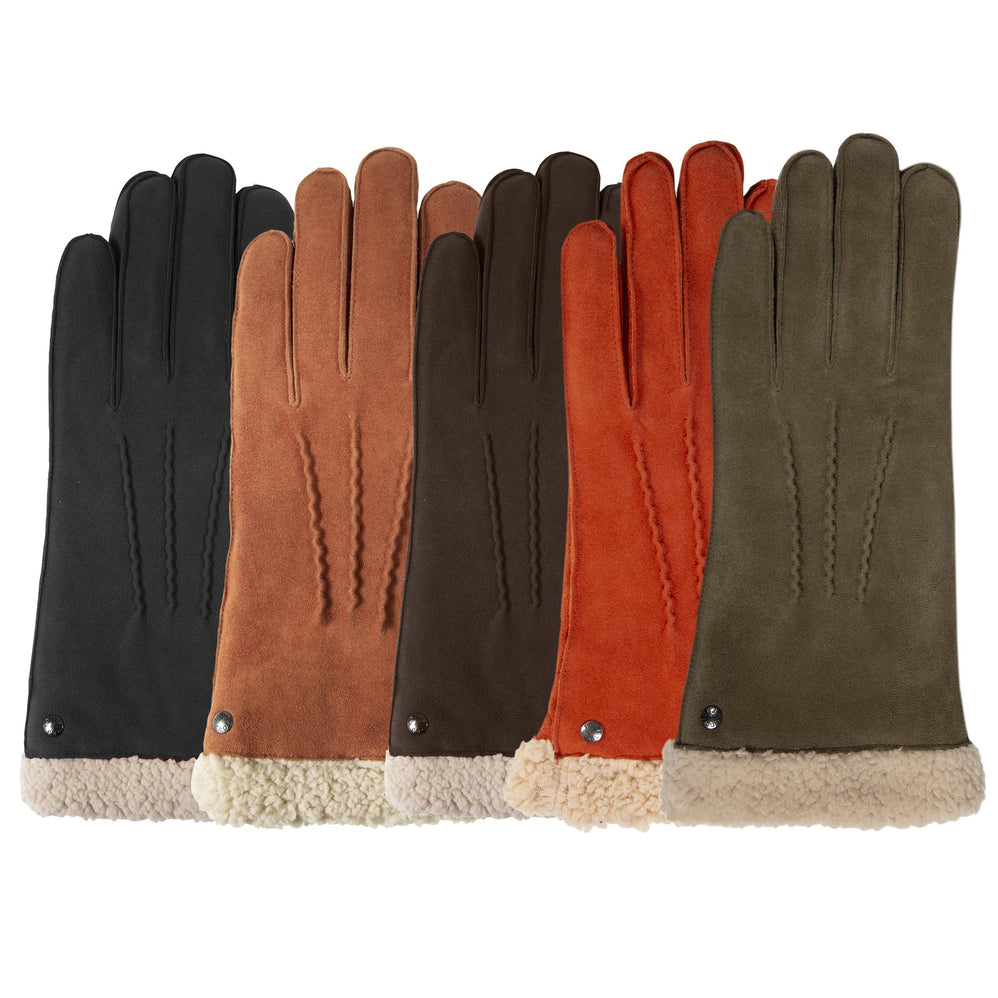 Gants Femme cuir velours fourrés Noir - Isotoner