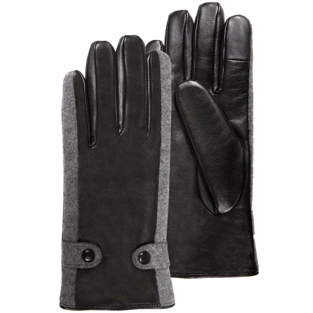 Gants Femme tactiles cuir d'agneau/laine Noir - Isotoner