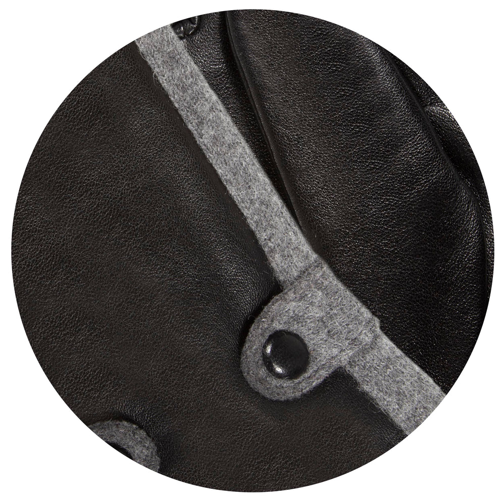 Gants Femme tactiles cuir d'agneau/laine Noir - Isotoner