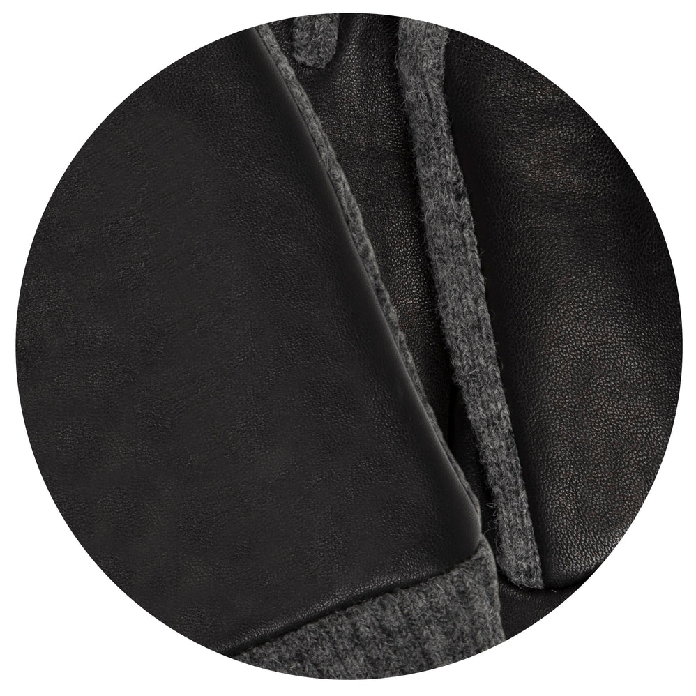 Gants Femme tactiles cuir agneau/maille Noir - Isotoner