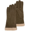 Gants Femme cuir velours fourrés Cognac olive - Isotoner