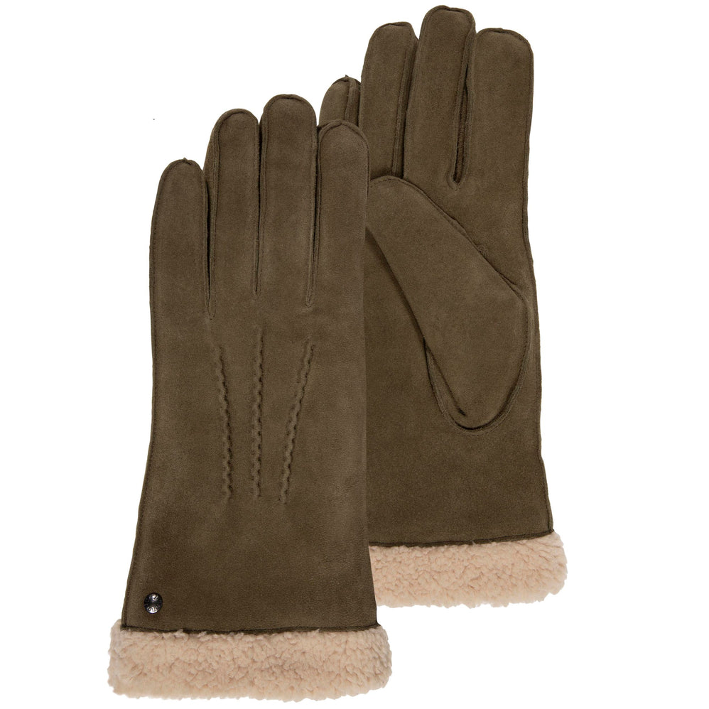 Gants Femme cuir velours fourrés Olive - Isotoner