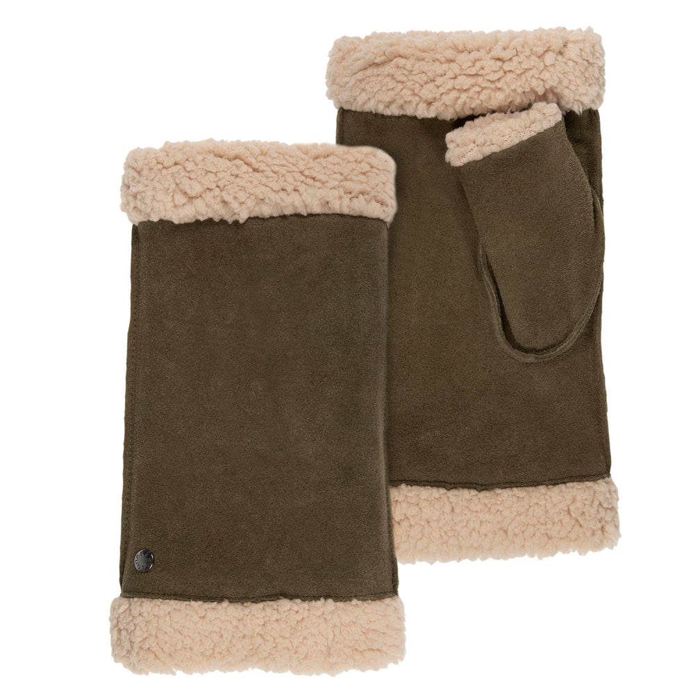 Mitaines Femme cuir velours fourré Olive - Isotoner
