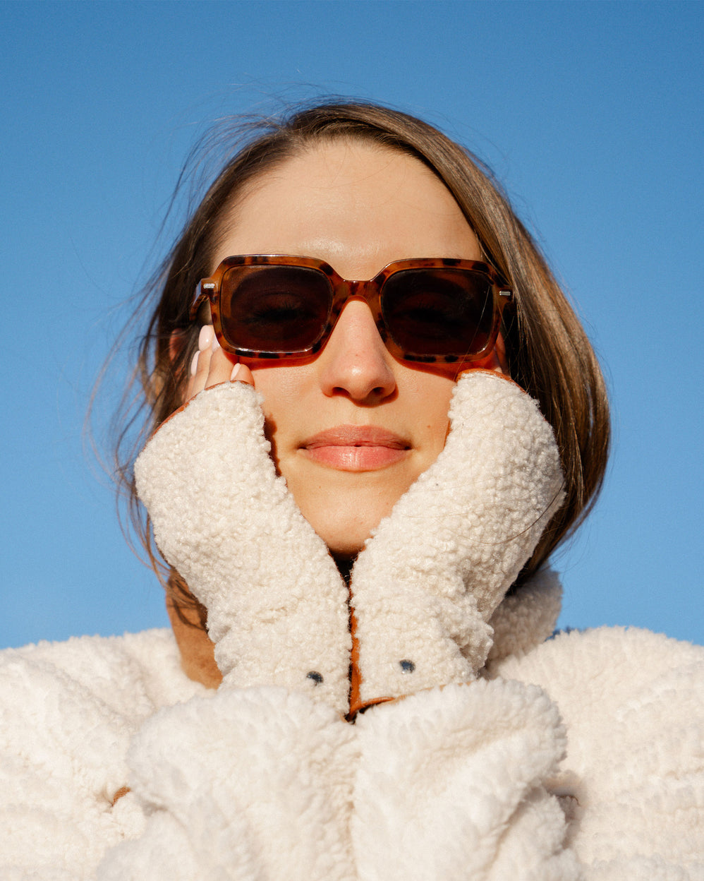 Mitaines Femme Cuir Sherpa/Cognac - Isotoner