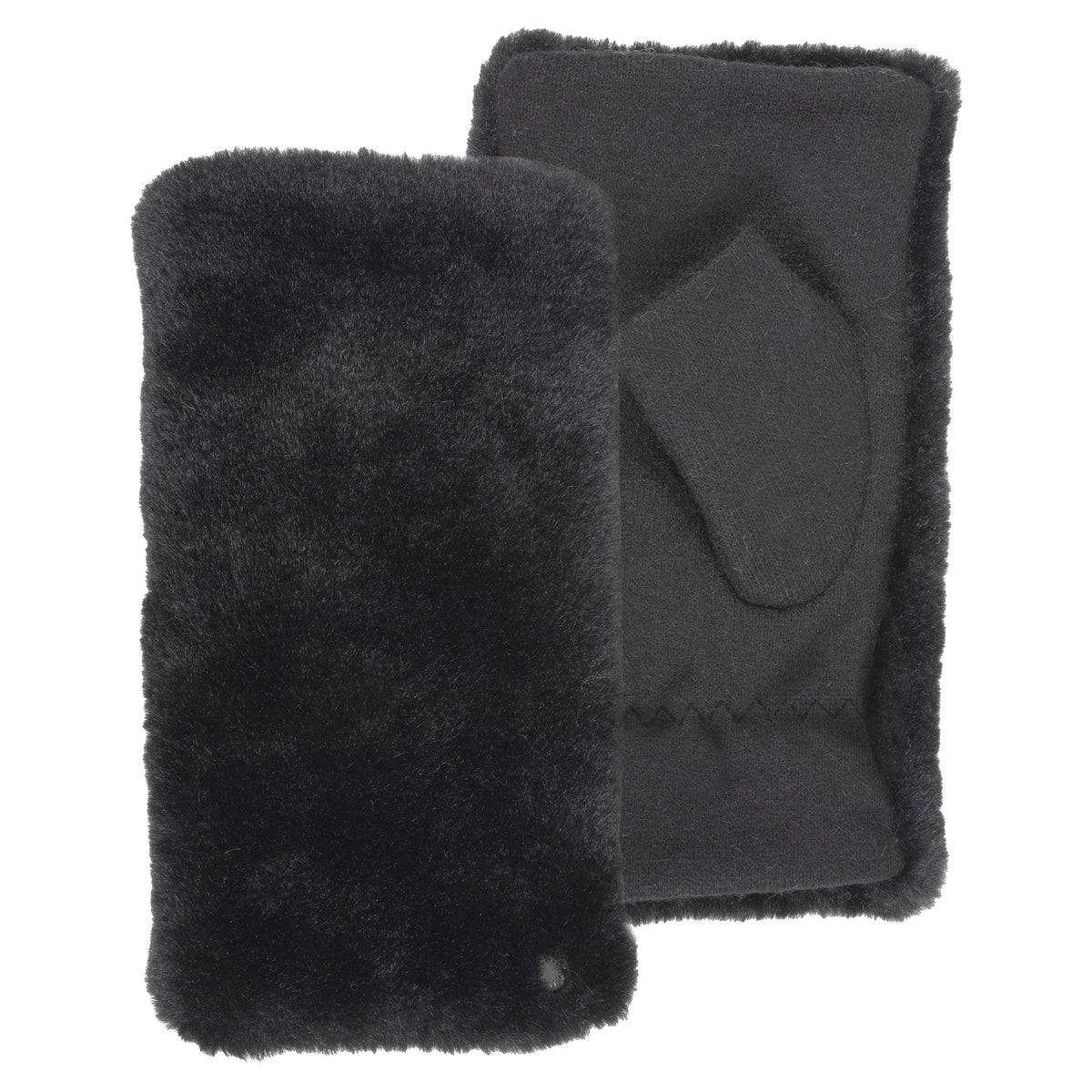 Mitaines Femme Imitation Fourrure Noir