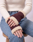 Mitaines Femme cuir velours fourré Bordeaux