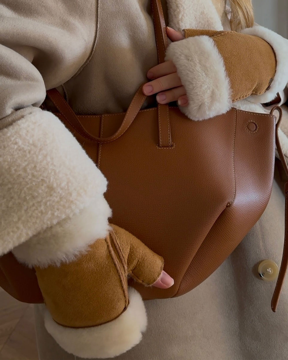 Mitaines Femme cuir chaud Caramel - Isotoner