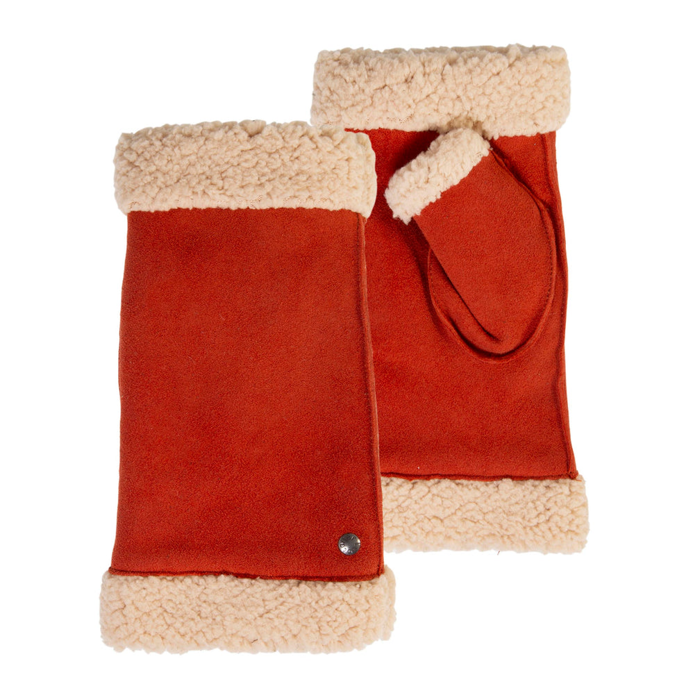 Mitaines Femme cuir velours fourré Mandarine - Isotoner