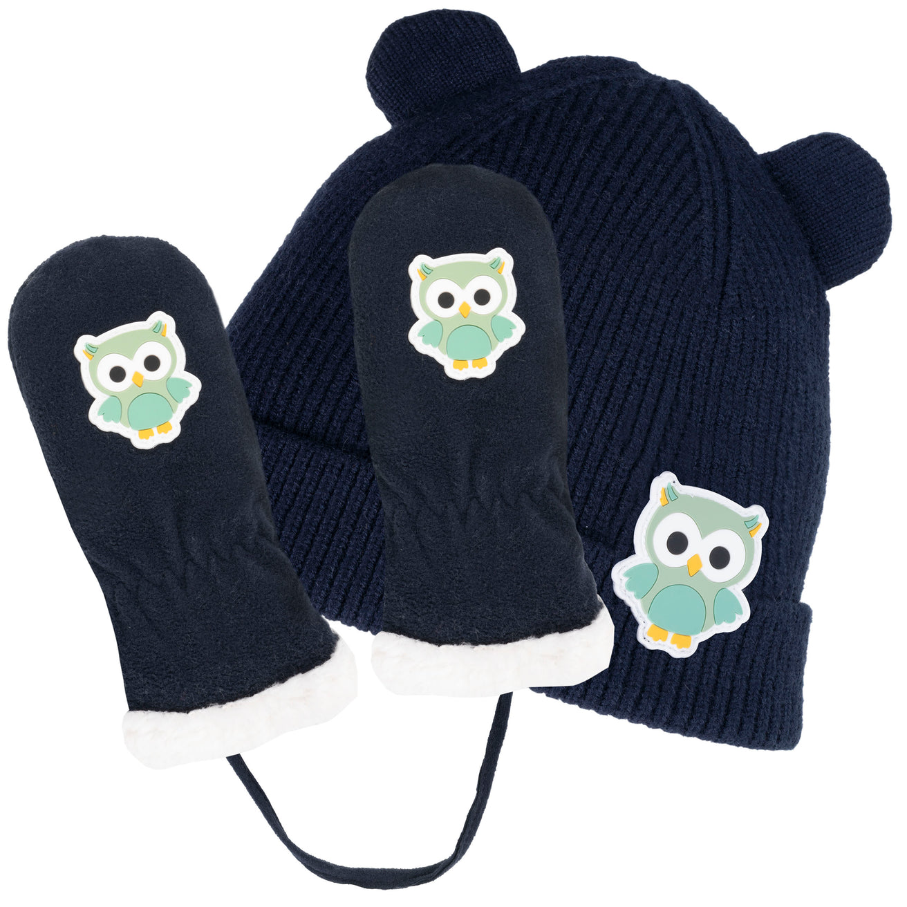 Moufles Enfant 2/4 ans Hibou Marine
