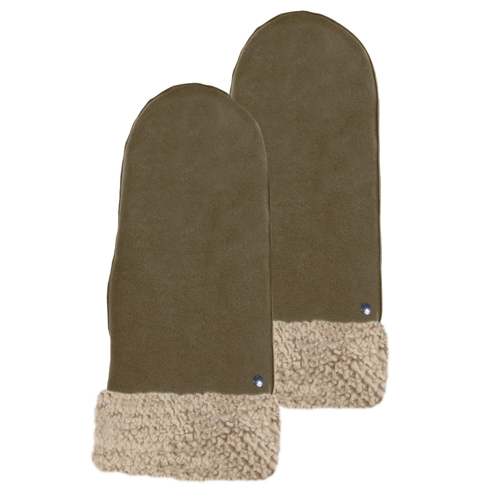 Moufles Femme cuir imitation fourrure Olive - Isotoner