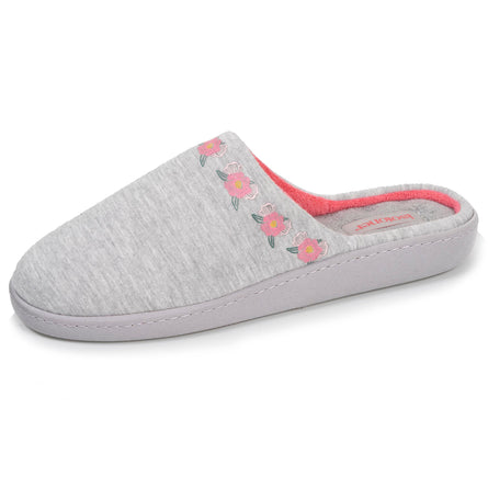 Chaussons mules Femme Fleurs Gris clair - Isotoner
