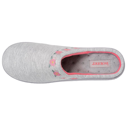 Chaussons mules Femme Fleurs Gris clair - Isotoner