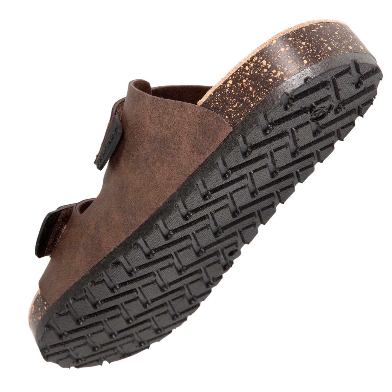 Mules sandales Homme double bride scratch Marron Isotoner