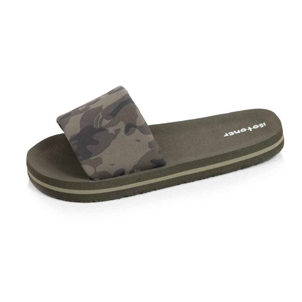 Mules Claquettes Enfant camouflage Kaki - Isotoner