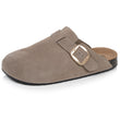 Mules Sabots Femme cuir Taupe