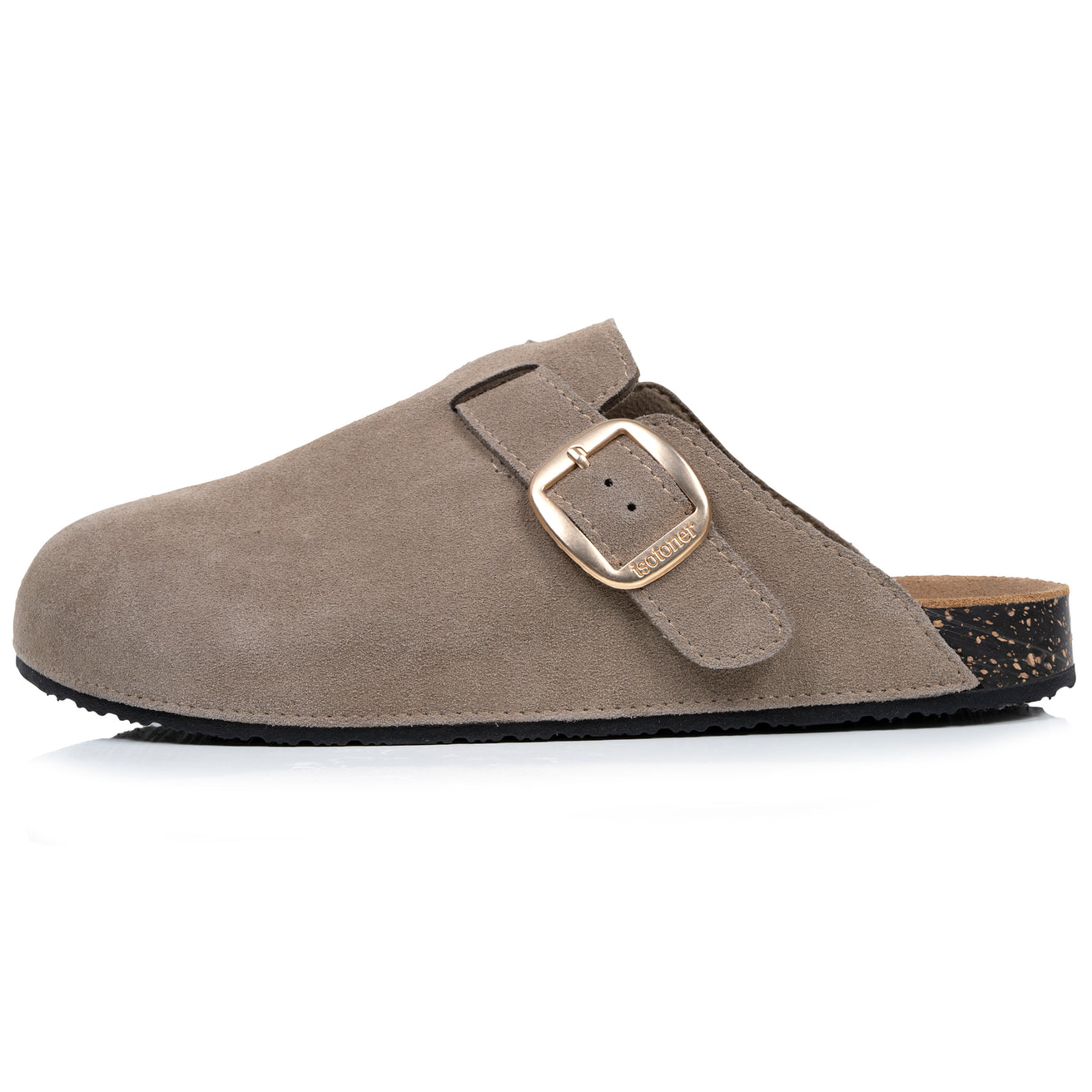 Mules Sabots Femme cuir Taupe