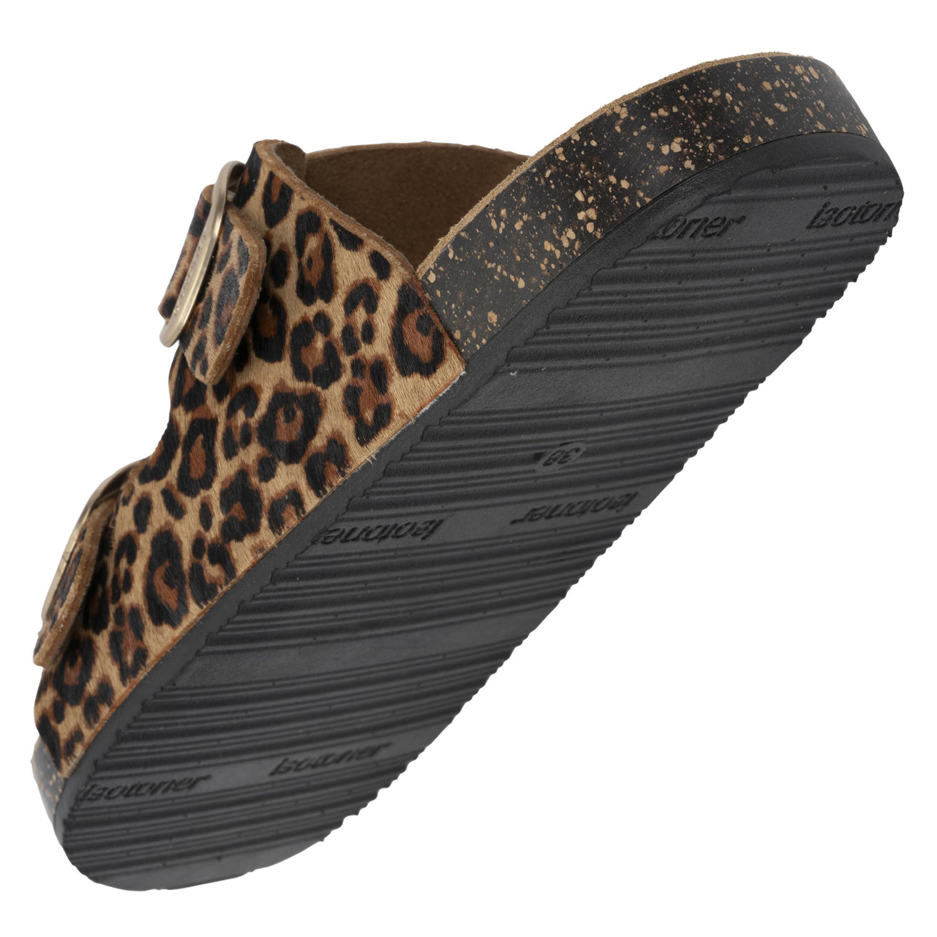 Mules Sandales Femme Double Bride cuir Léopard