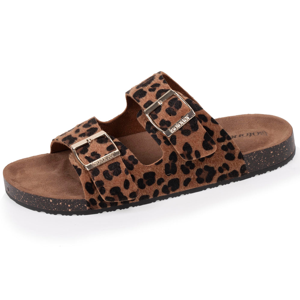 Mules sandales Femme double bride Léopard - Isotoner