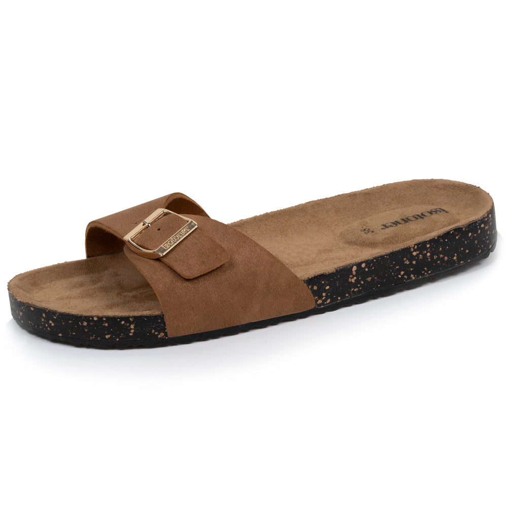 Mules Sandales Femme simple bride Camel - Isotoner