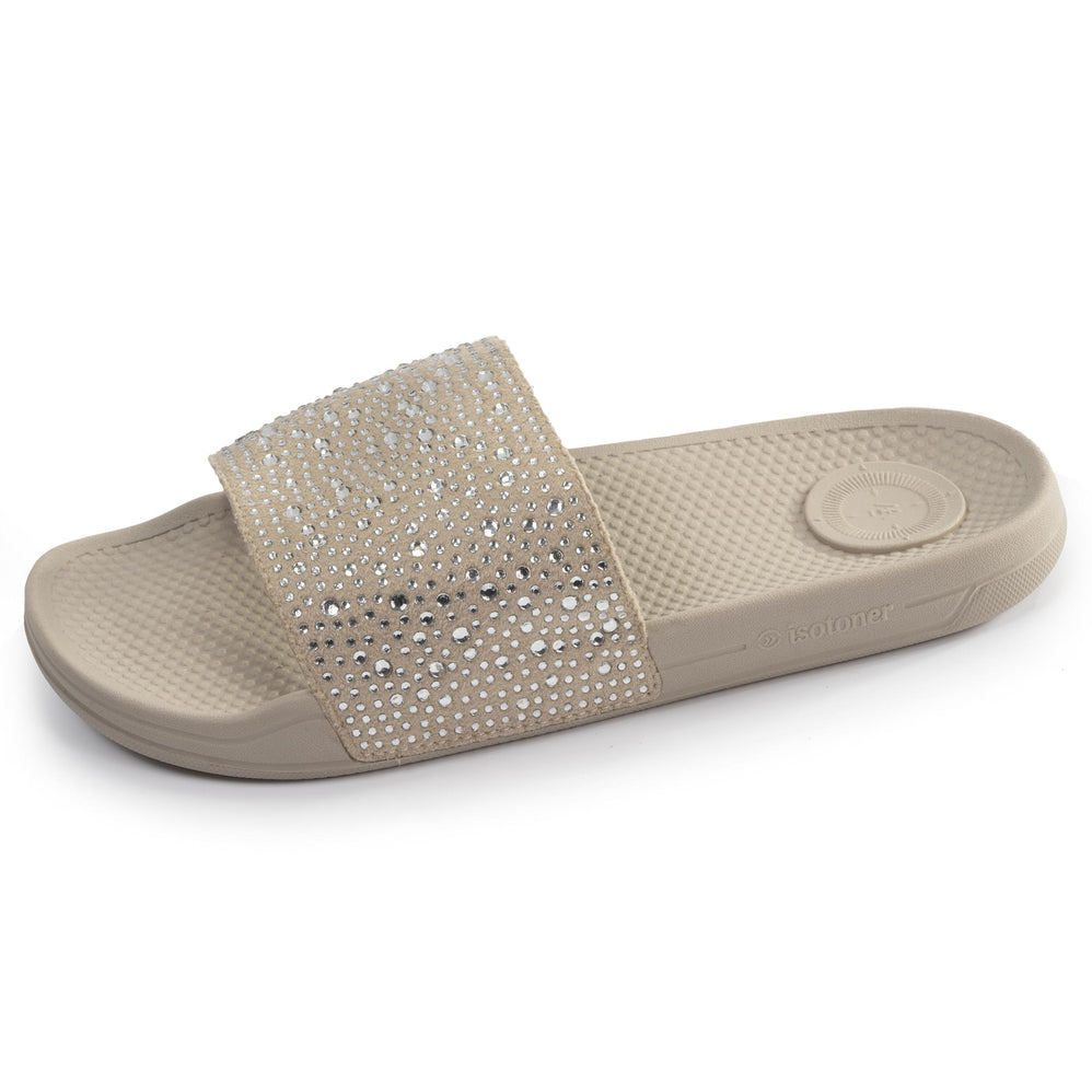 Mules claquettes Femme strass Beige - Isotoner