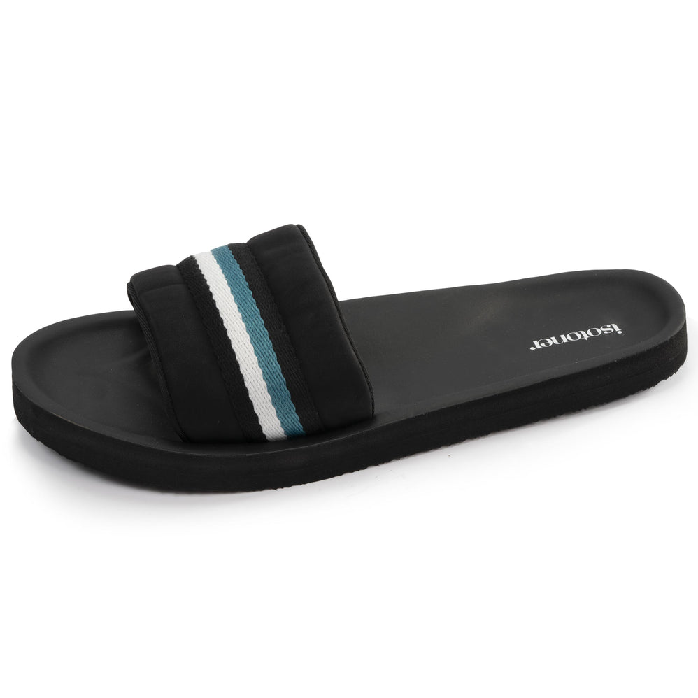 Mules claquettes Homme moulée Noir/Bleu - Isotoner
