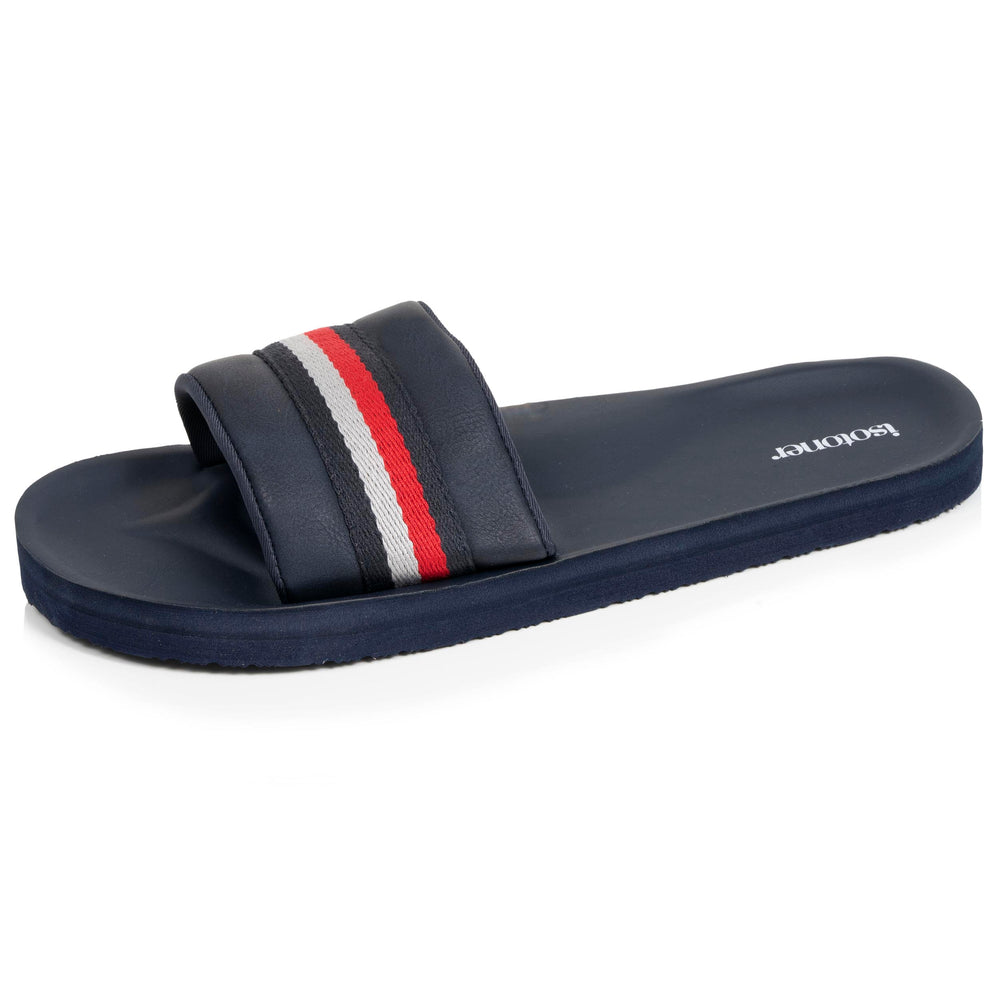 Mules claquettes Homme moulées Bleu/Rouge - Isotoner