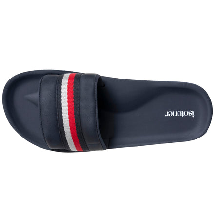 Mules claquettes Homme moulées Bleu/Rouge - Isotoner