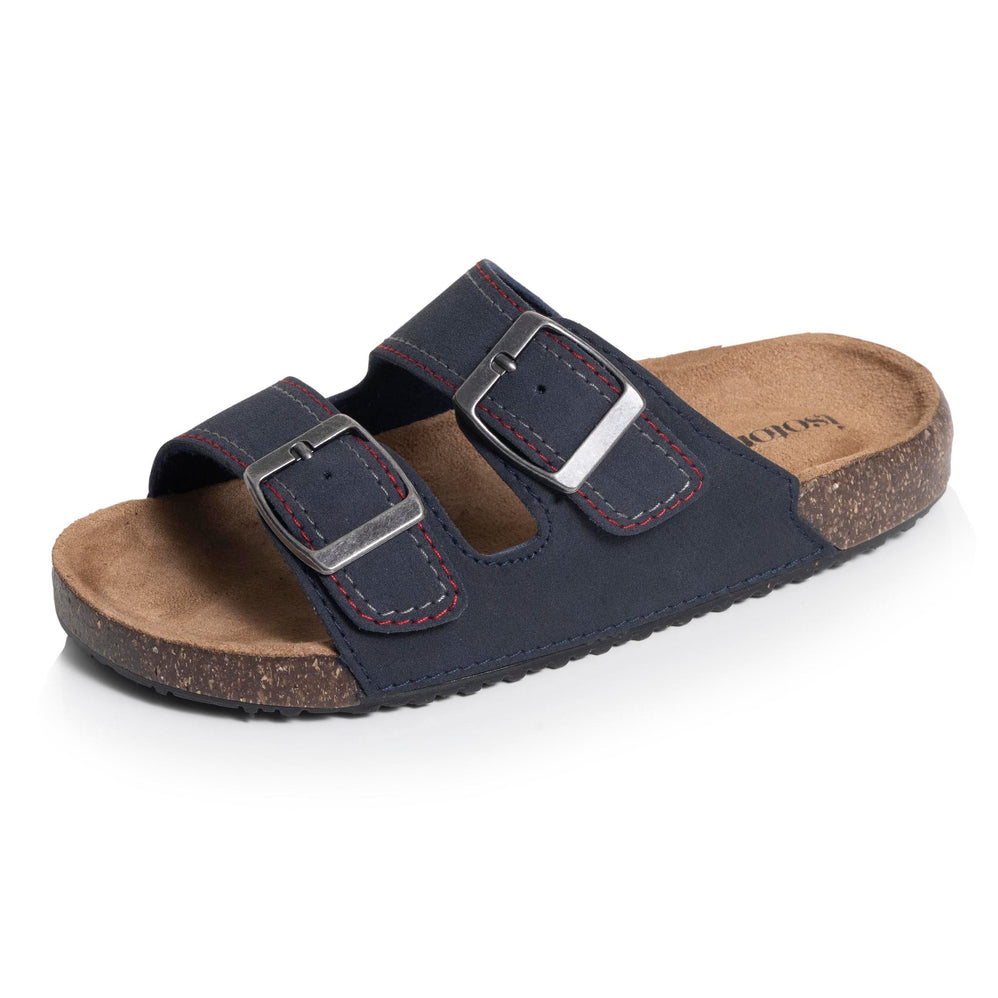 Mules sandales Enfant double bride Marine - Isotoner