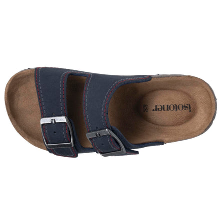 Mules sandales Enfant double bride Marine surpiqûres - Isotoner