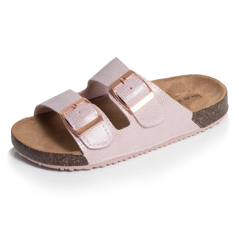 Mules sandales Enfant double bride Rose - Isotoner