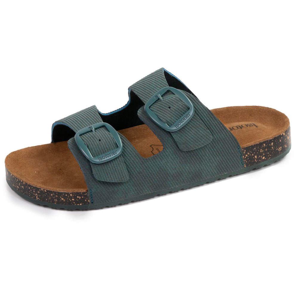 Mules sandales Femme Double Bride Bleu Canard - Isotoner