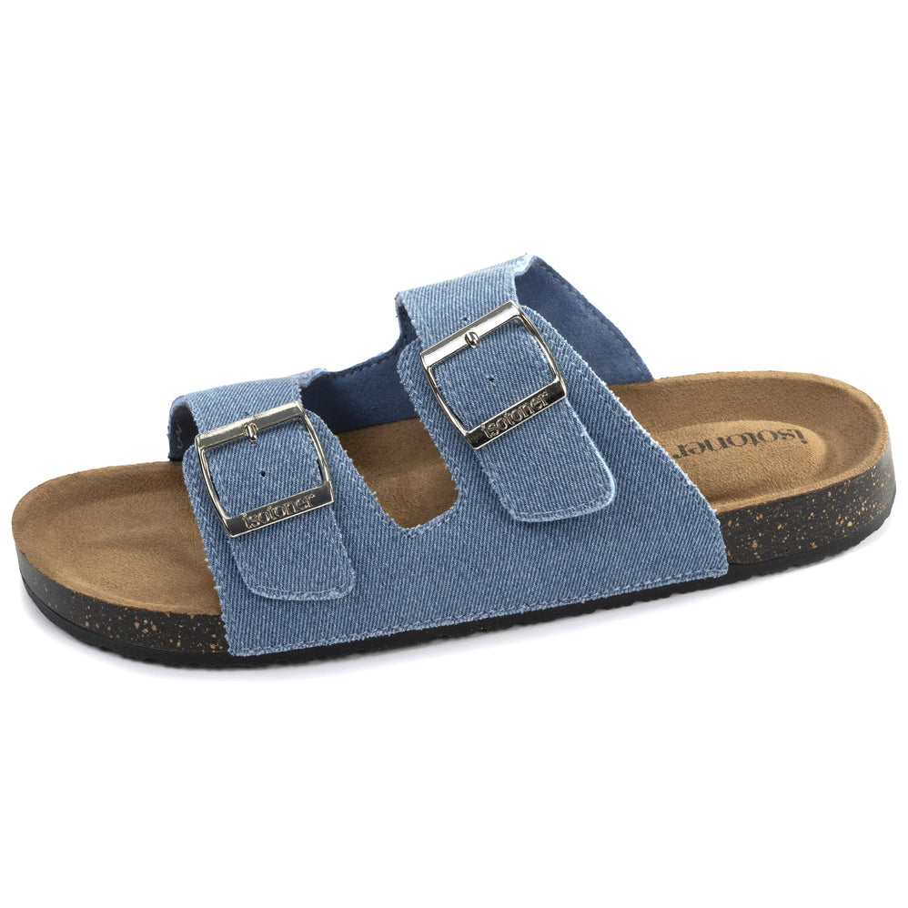 Mules sandales Femme Double Bride Bleu - Isotoner