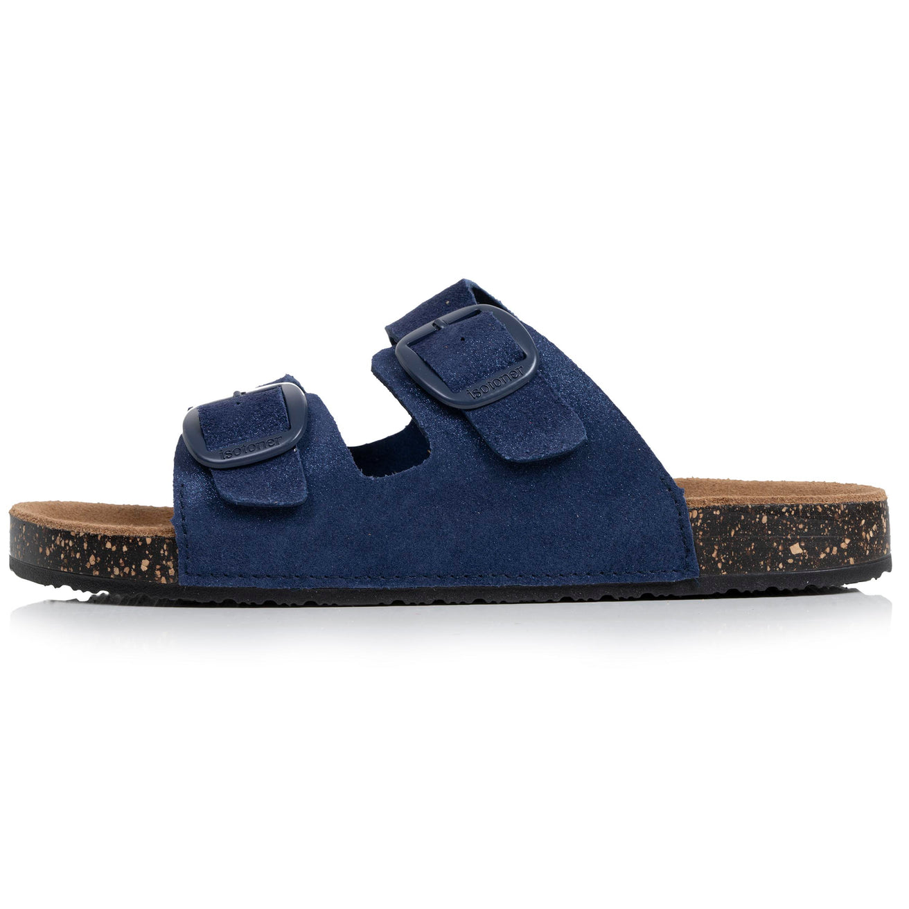 Mules sandales Femme Double Bride cuir Bleu