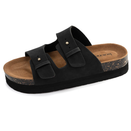 Mules sandales Femme talon plateforme Noir - Isotoner