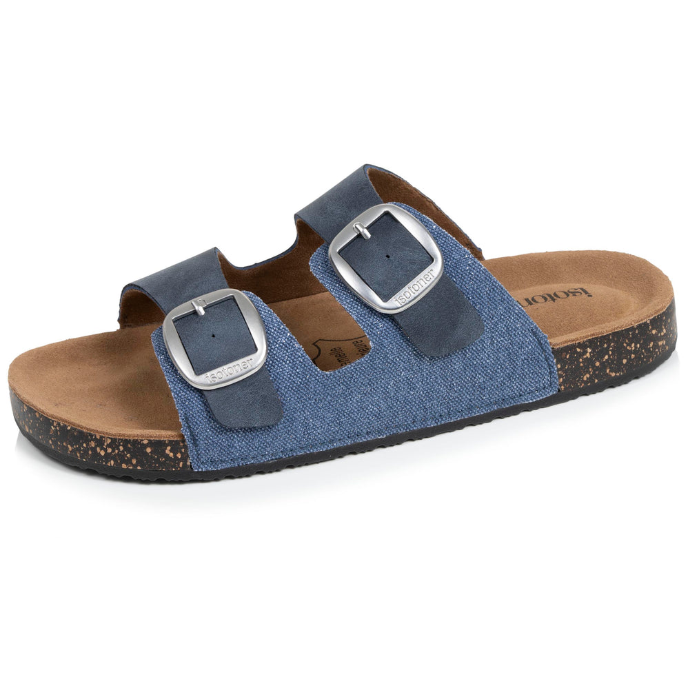 Mules Sandales Femme double bride Bleu denim - Isotoner