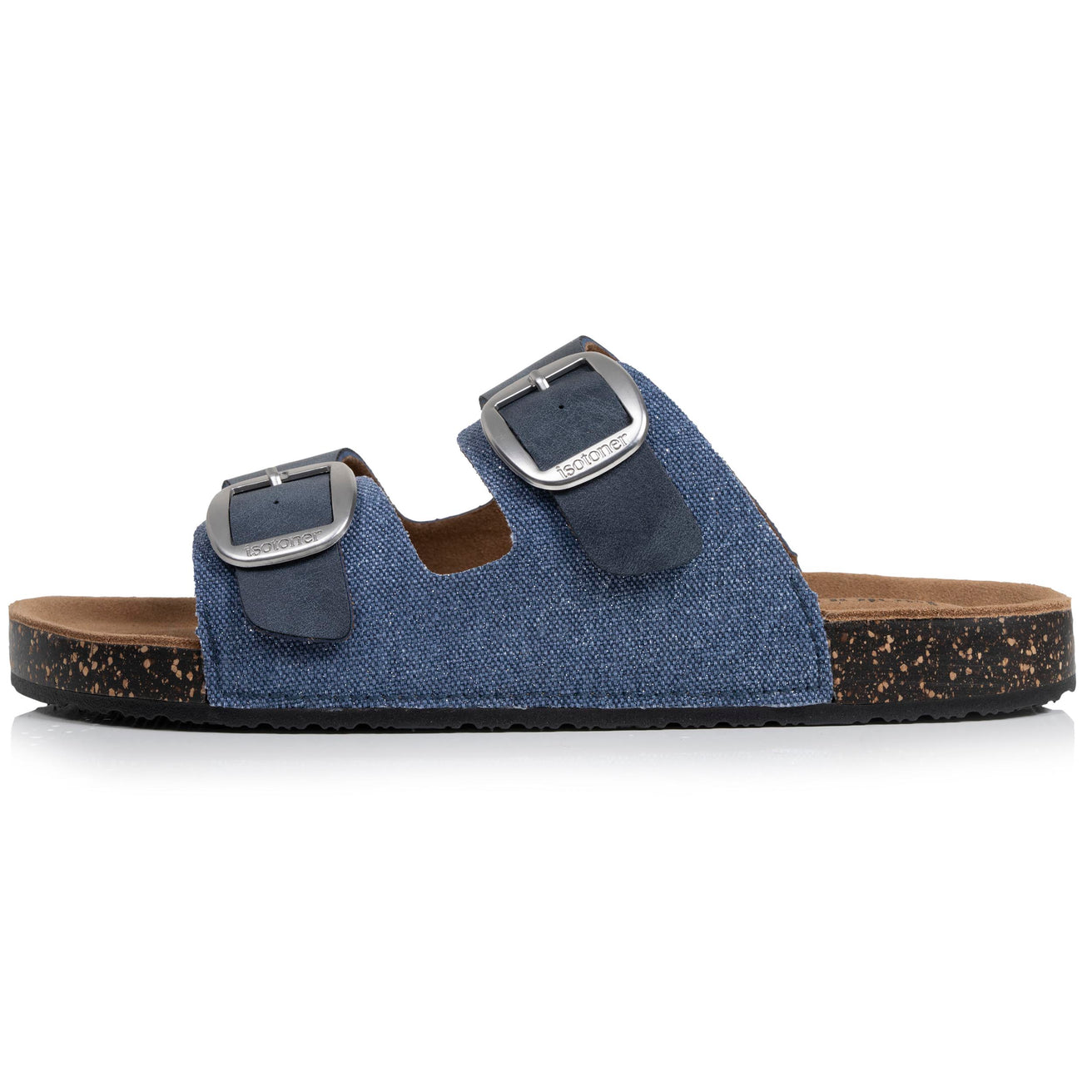 Mules Sandales Femme double bride Bleu denim