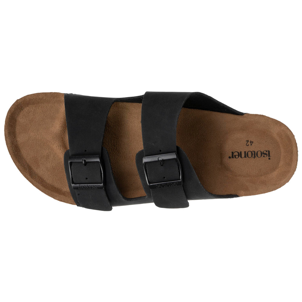Mules sandales Homme double bride cuir Noir - Isotoner