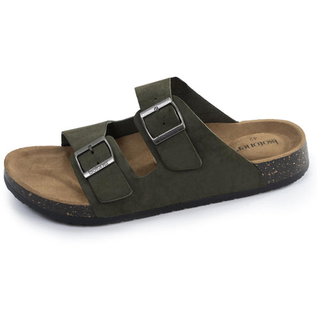 Mules sandales Homme double bride Kaki - Isotoner