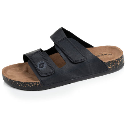 Mules sandales Homme double bride à scratch Noir - Isotoner