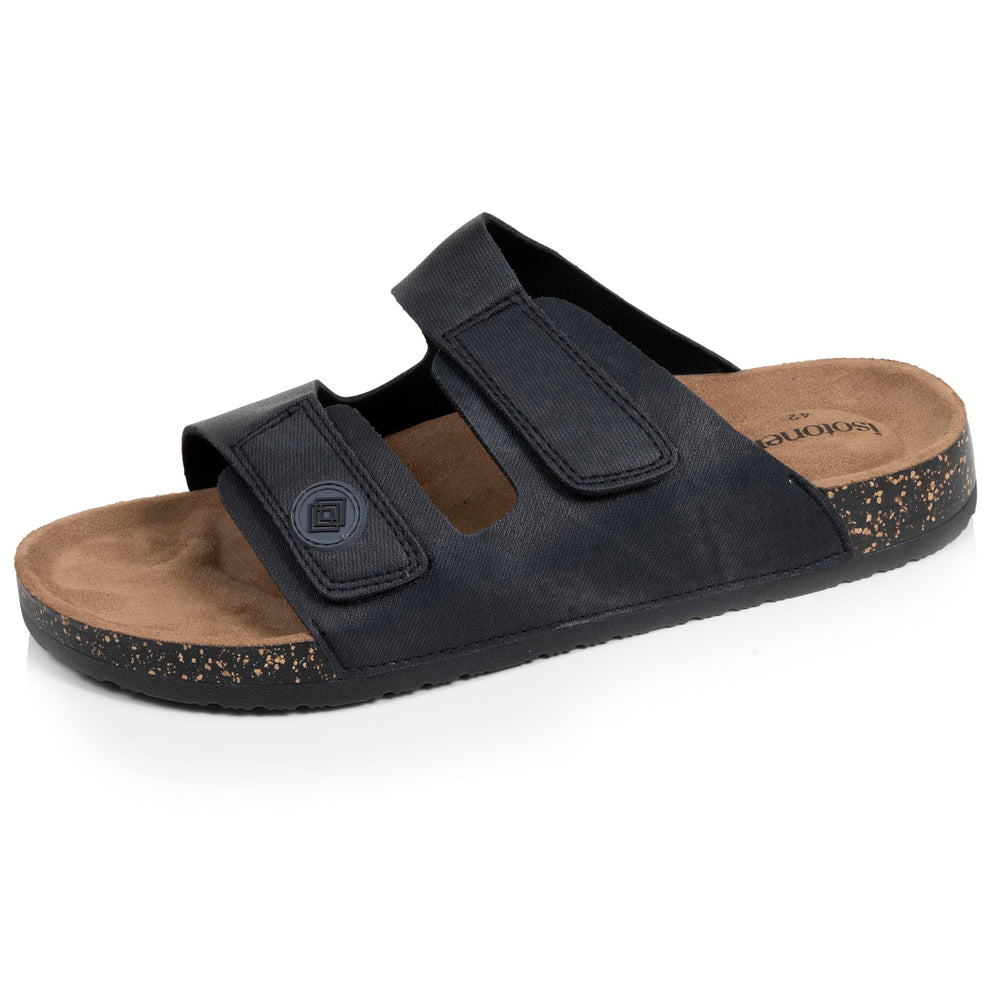 Mules sandales Homme double bride scratch Noir - Isotoner