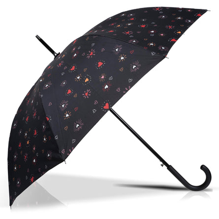 Parapluie Canne Auto Cœur Rouge - Isotoner