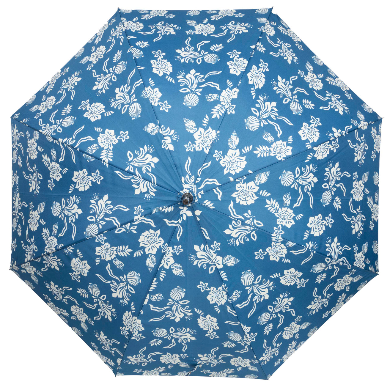 Parapluie Canne Auto Fleur Coquillage Bleu