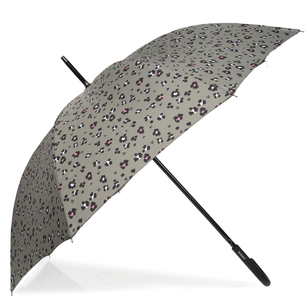 Parapluie Canne Auto Léopard Kaki - Isotoner