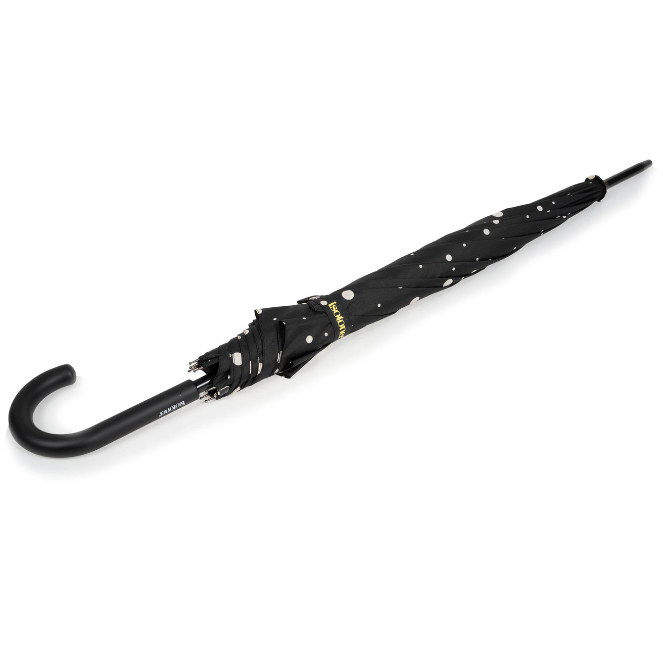 Parapluie Canne Auto Pois Noir/Jaune