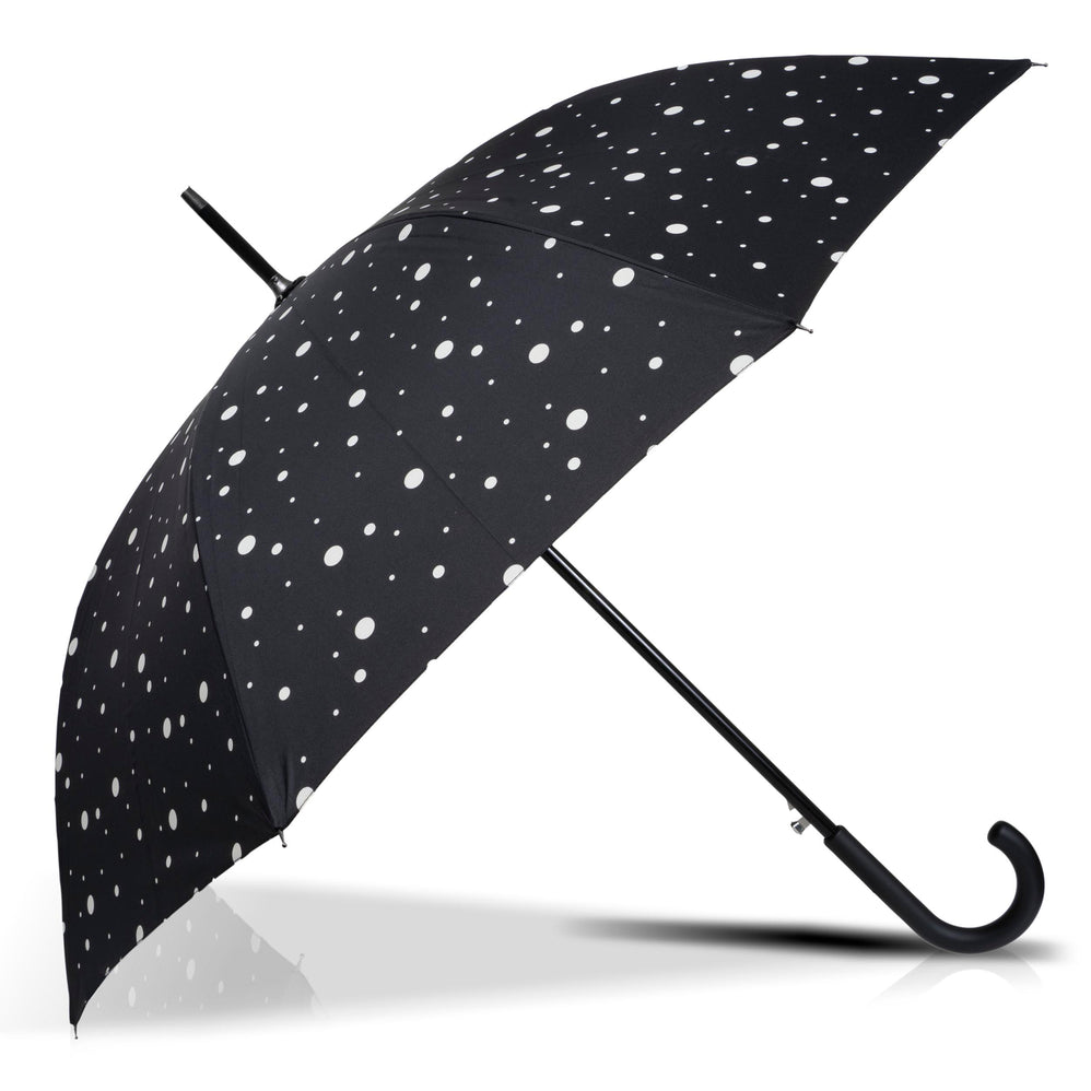 Parapluie Canne Auto Pois Noir/Jaune - Isotoner