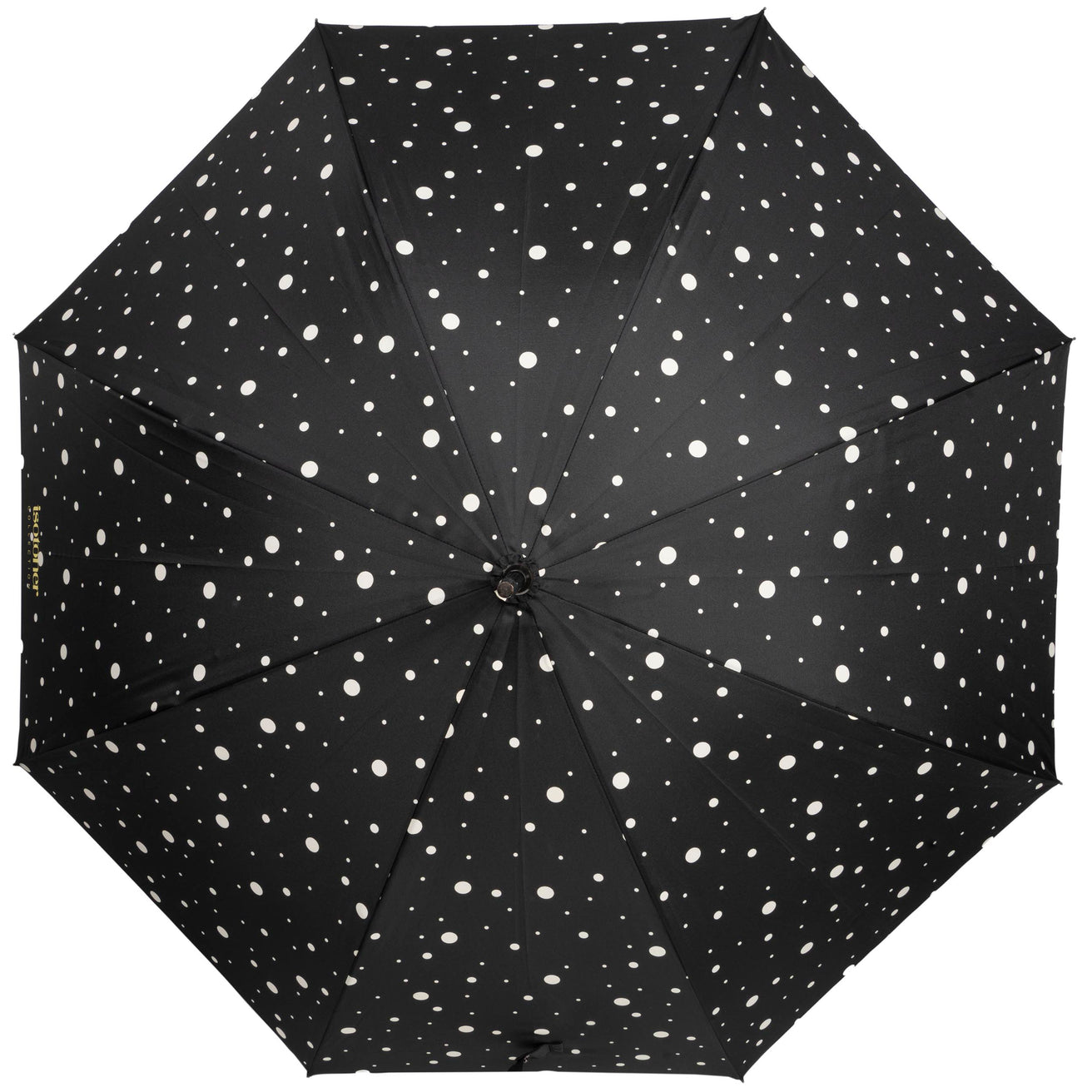 Parapluie Canne Auto Pois Noir/Jaune