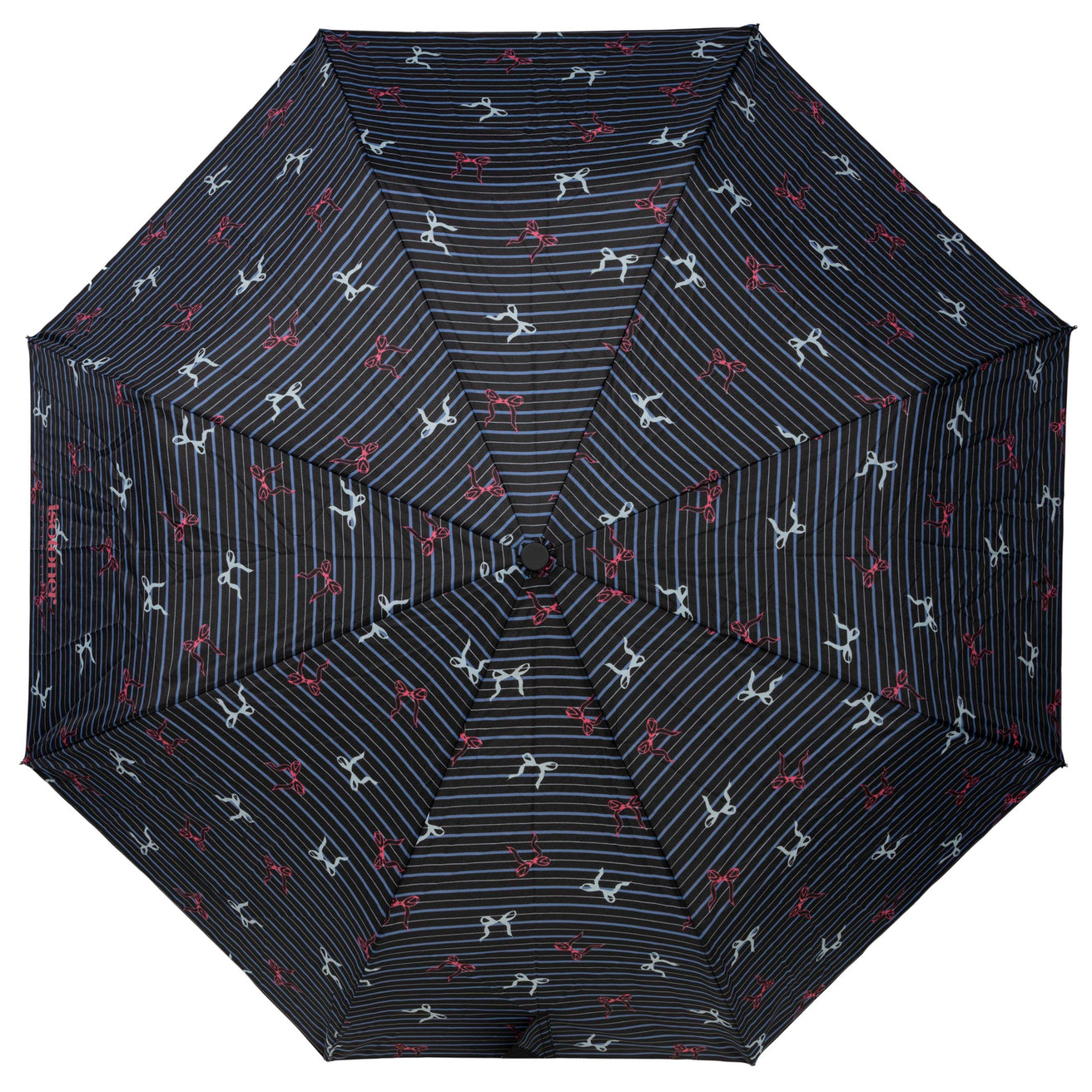 Parapluie Canne Auto Rayure Nœud Bleu