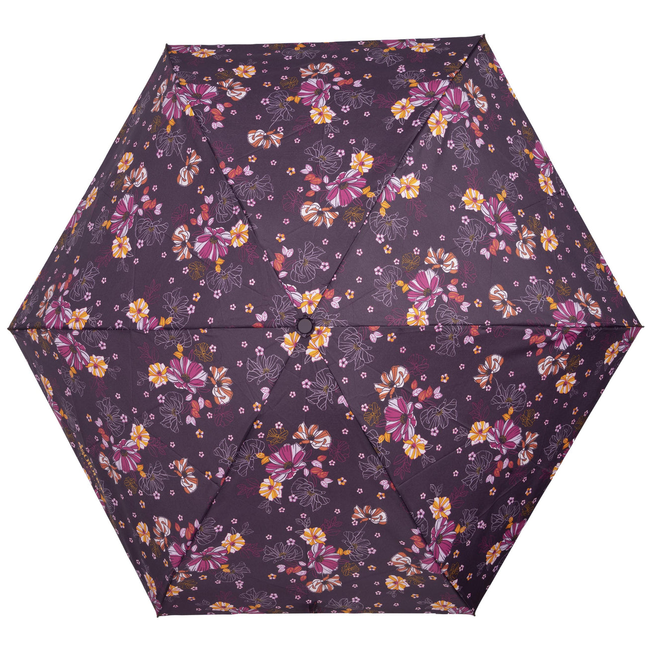 Parapluie Mini Auto Fleurs Aubergine