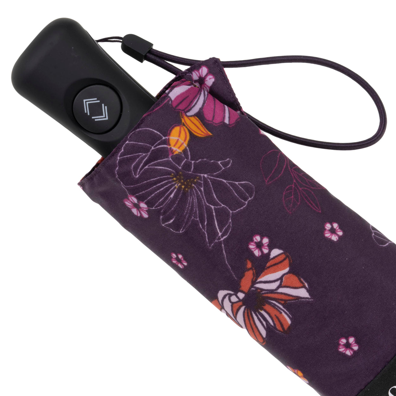 Parapluie Mini Auto Fleurs Aubergine