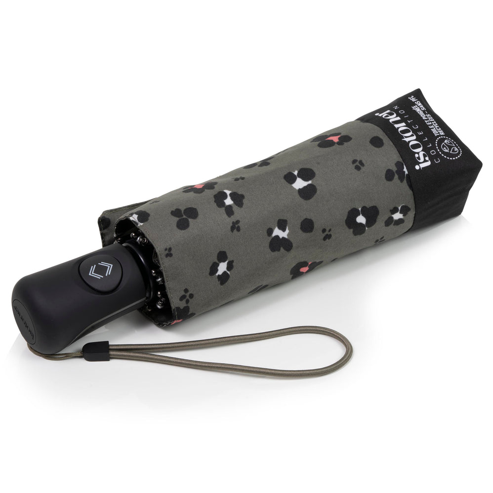 Parapluie Mini Auto Léopard Kaki - Isotoner